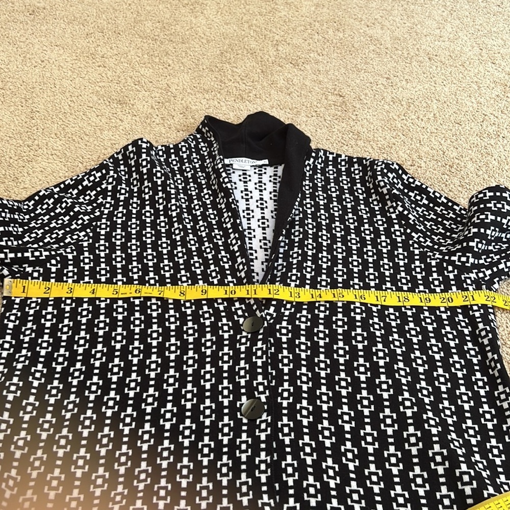 Pendleton Xl Black/White Front Button Cotton Card… - image 7